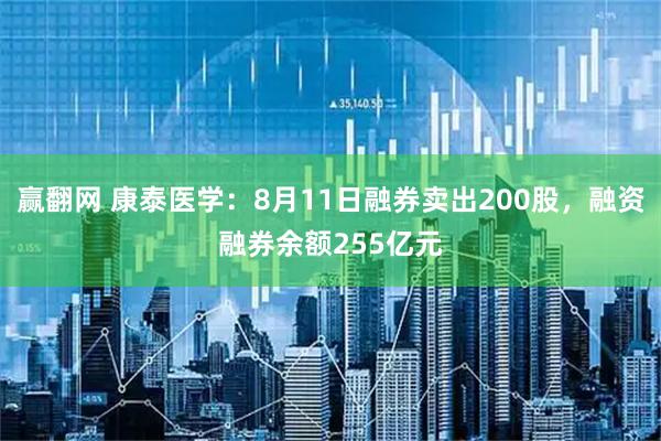 赢翻网 康泰医学：8月11日融券卖出200股，融资融券余额255亿元
