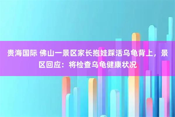 贵海国际 佛山一景区家长抱娃踩活乌龟背上，景区回应：将检查乌龟健康状况